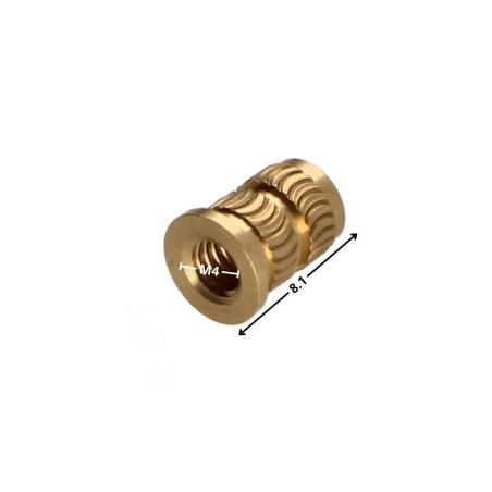 1 x Self Tapping Insert With Head HEATFIX Brass M4X8.1