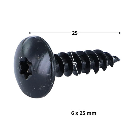 1 x Chipboard Screw Tekor Screw Truss 6X25 Thread Length: 25 T30 Black Zinc Plated cut Type 17 Drilling Point