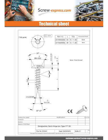 1 x Chipboard Screw Tekor Screw Truss 6X25...