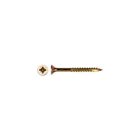 1 x Chipboard Screw Tekor Countersunk Head Pozi PZ2 4.5X50 Thread Length: 32 cut Type 17 Drilling Point Yellow Zinc