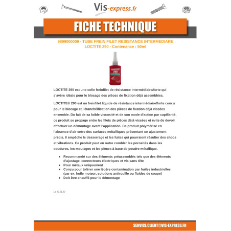 1 x Patch Nylon medium strength LOCTITE 290