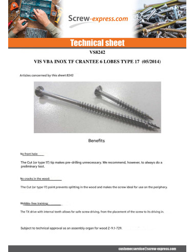 1 x Chipboard Screw Tekor Stainless Steel A2...