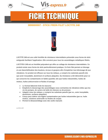 1 x Patch Nylon medium strength LOCTITE 248