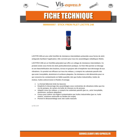 1 x Patch Nylon medium strength LOCTITE 248