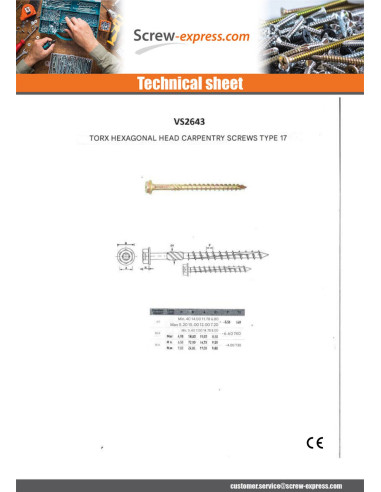 1 x Framing screws TEKOR Hexagonal Head cut...