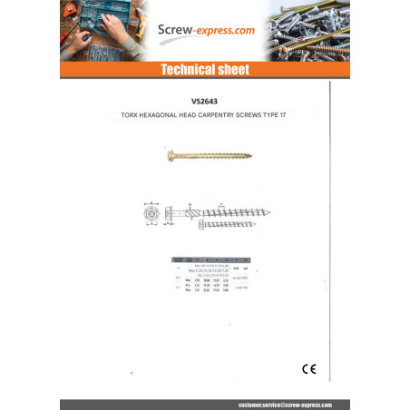 1 x Framing screws TEKOR Hexagonal Head cut Type 17 Drilling Point 8X160 Thread Length: 80 T40 Zinc Plated Cr3 96 Hbs