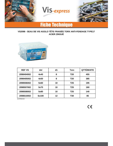 1 x Bucket 195 Chipboard Screws 5X60...