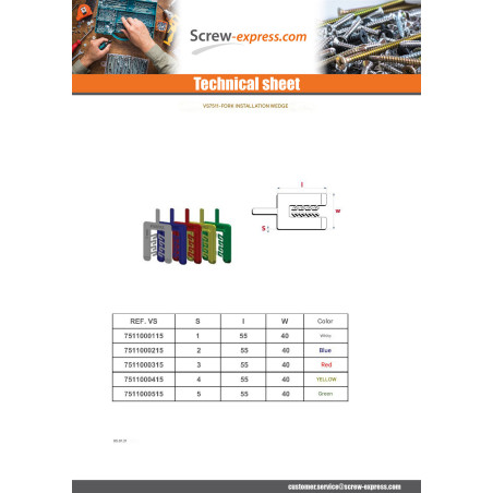 1 x WEDGE Fork 55X40 Thickness 2 Blue