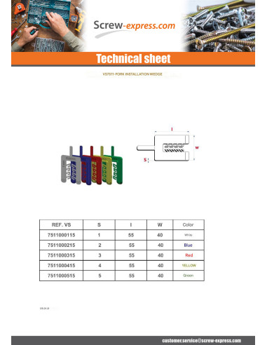 1 x WEDGE Fork 55X40 Thickness 4 Yellow