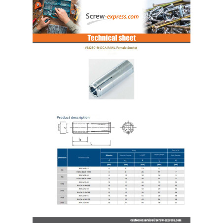 1 x Plug NUGGET RAWL Zinc Plated 6X25