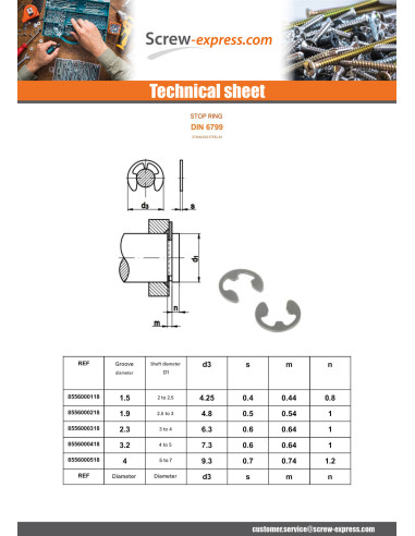 1 x Retaining Rings STOP Stainless Steel A4...