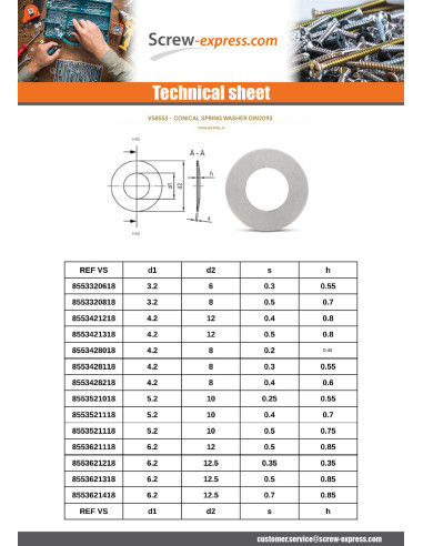 1 x Washer Conical SPRING Stainless Steel 14.2...