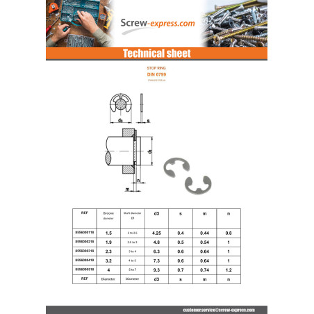 1 x Retaining Rings STOP Stainless Steel A4 Diameter Groove 5