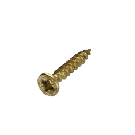 1 x Chipboard Screw Countersunk Head Pozi 4X25 Brass Plated Steel