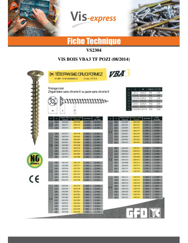 1 x Chipboard Screw Countersunk Head Pozi 4X60...