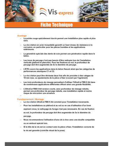 1 x Screw For Concrete Countersunk Head FISCHER...