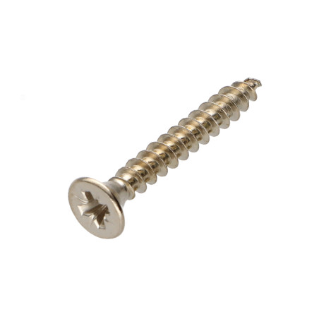 1 x Chipboard Screw Countersunk Head Pozi PZ2 4X30 Full Thread Nickel Plated