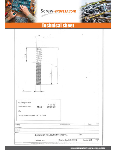 1 x Combination screw for bed footboard 8X60 30...