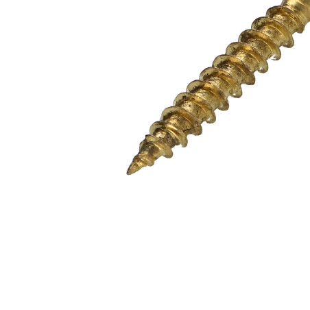 1 x Chipboard Screw Countersunk Head Pozi PZ2 3.5X25 Full Thread Brass Plated Steel