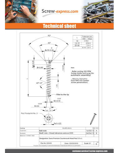 1 x Chipboard Screw Premium Countersunk Head...