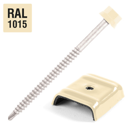 1 x Self Drilling with jumper for roofing 2 pieces Type E1 Ral1015/Light Ivory 6.3X100