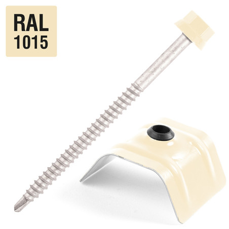 1 x Self Drilling with jumper for roofing 2 pieces Type C1 Ral1015/Light Ivory 6.3X100