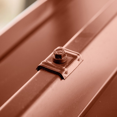 1 x Self Drilling with jumper for roofing 2 pieces Type E1 Ral8012/Red Brown 6.3X100