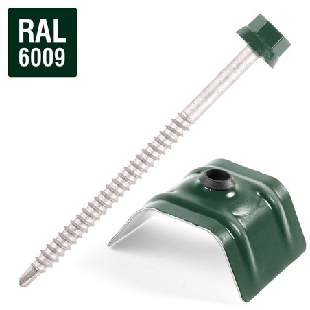 1 x Self Drilling with jumper for roofing 2 pieces Type C1 Ral6009/Fir Green 6.3X100