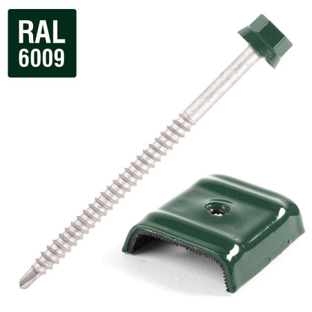 1 x Self Drilling with jumper for roofing 2 pieces Type E1 Ral6009/Fir Green 6.3X100