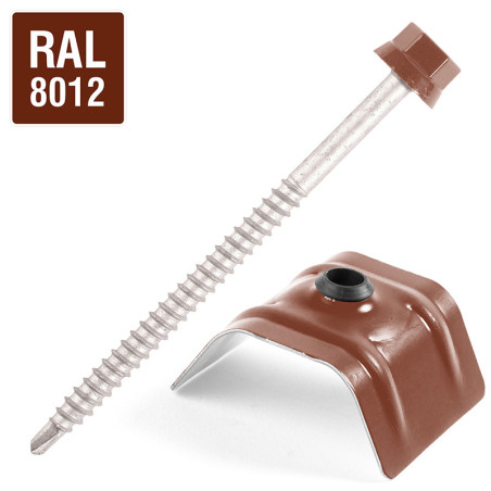 1 x Self Drilling with jumper for roofing 2 pieces Type C1 Ral8012/Red Brown 6.3X100