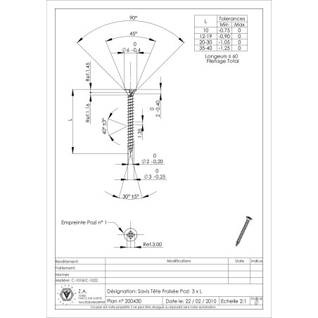 1 x Chipboard Screw Countersunk Head Pozi PZ1 3X17 Full Thread Zinc Plated micro screw