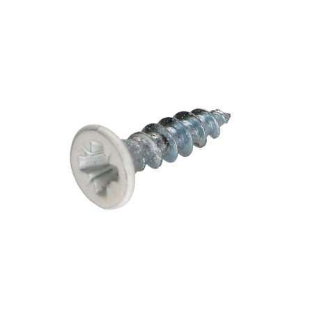 1 x Chipboard Screw Countersunk Head Pozi PZ2 3.5X15 Full Thread Zinc Plated Painted White