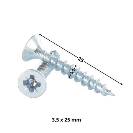 1 x Chipboard Screw Premium Countersunk Head Pozi PZ2 3.5X25 Zinc Plated
