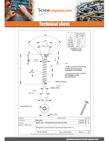 1 x Chipboard Screw Premium Countersunk Head...