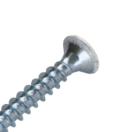 1 x Chipboard Screw Countersunk Head Pozi PZ2 4X30 Full Thread Zinc Plated Painted White Ral9016/Traffic Signalisation