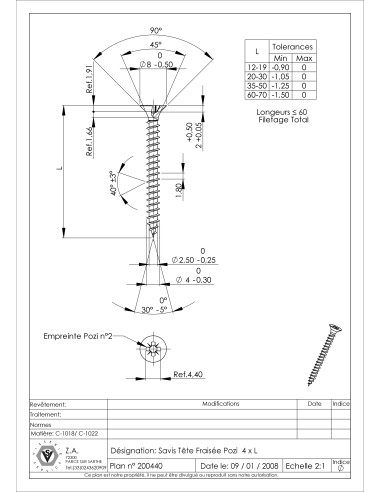 1 x Chipboard Screw Countersunk Head Pozi PZ2...