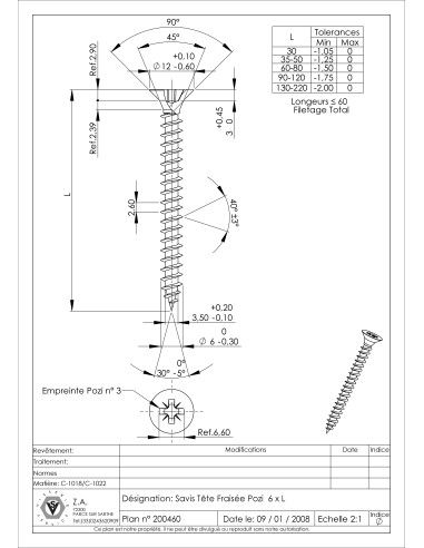 1 x Chipboard Screw Countersunk Head Pozi PZ3...