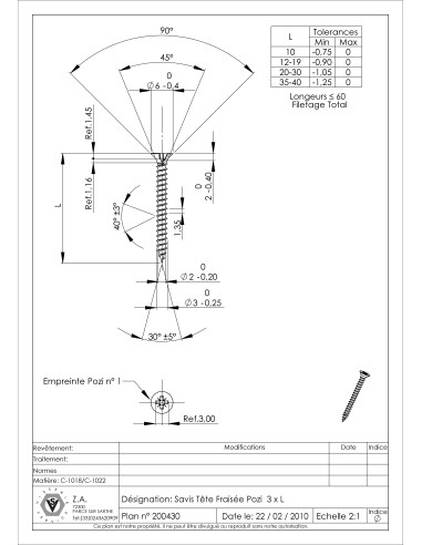 1 x Chipboard Screw Countersunk Head Pozi PZ1...