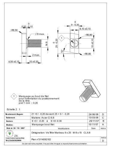 1 x Machine Screw Hammer Head M8/15 9X25 Class...