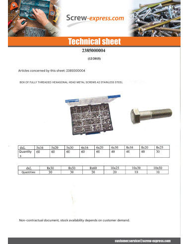 1 x Set of 570 Machine Screw Hexagonal Head...