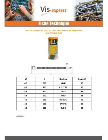 1 x Set of 245 Hose clamp Nylon