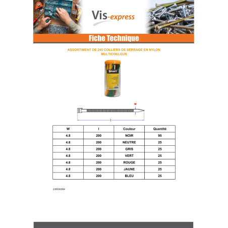 1 x Set of 245 Hose clamp Nylon