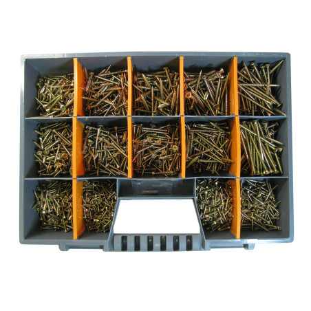 1 x Set of 1700 Chipboard Screw Countersunk Head Pozi Yellow Zinc Bit