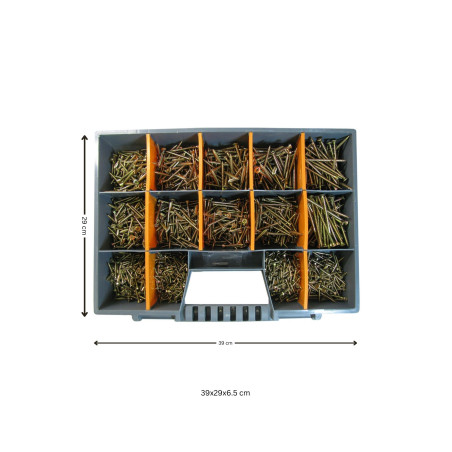 1 x Set of 1700 Chipboard Screw Countersunk Head Pozi Yellow Zinc Bit