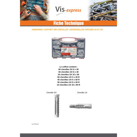 1 x Set of 290 Plug Universal Fischer UX Thread Length: SX