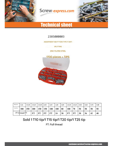 1 x Set of 1700 Chipboard Screw Tekor...