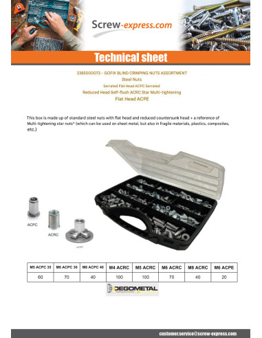1 x Set of 500 Nut Rivet Steel DEGOMETAL