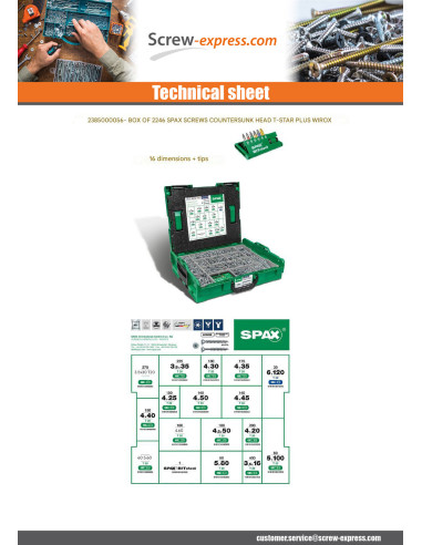 1 x Set of 2446 Spax Countersunk Head T+STAR+...