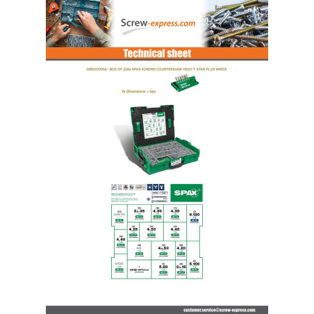 1 x Set of 2446 Spax Countersunk Head T+STAR+ WIROX