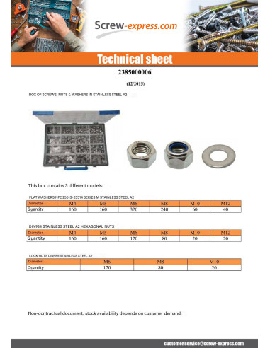 1 x Set of 1760 Washer / Hexagonal nut / lock...